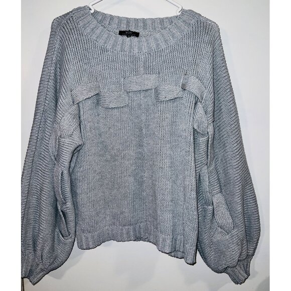 WOW couture Sweaters - Wow Couture Gray Knit Sweater Medium Womens Long Sleeve Pullover